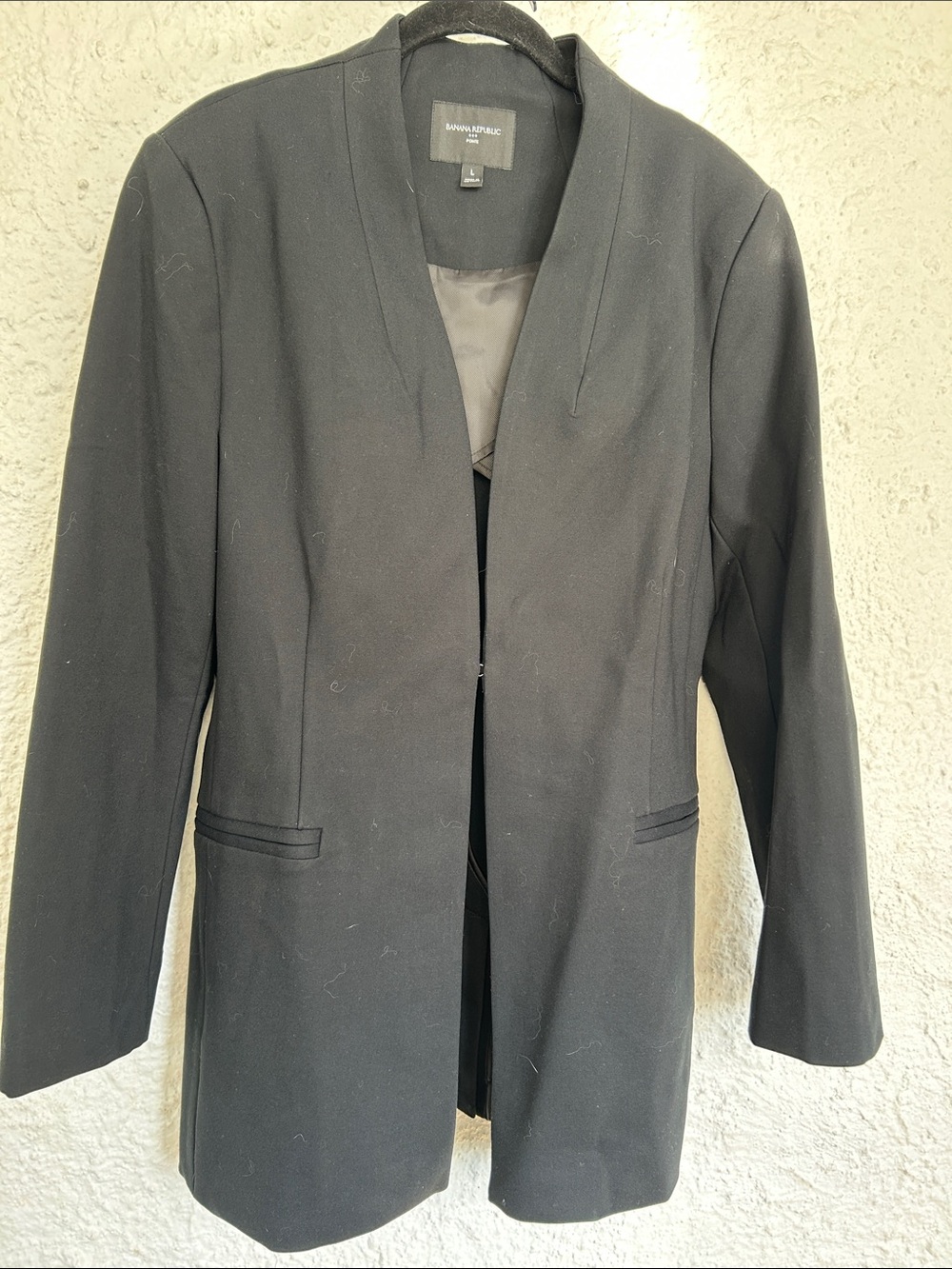 Banana Republic Black Open-Front Longline Blazer